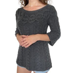 Alice + Olivia Grey Cable Knit Cashmere Sweater Size Small